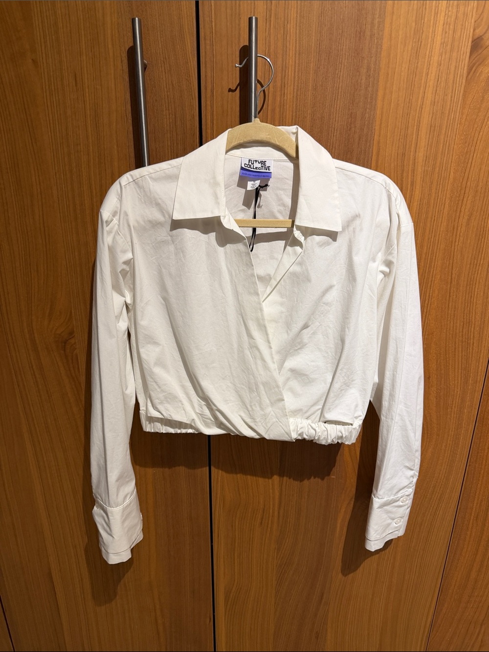 White Cropped Wrap Shirt -